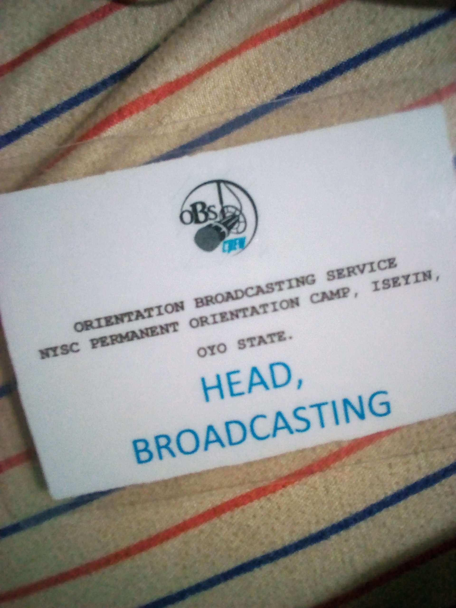 Head of Broadcasting Orientation Broadcasting Service (OBS)