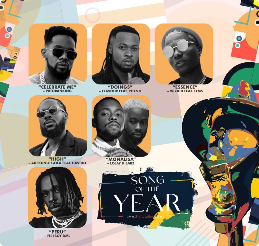 SONG OF THE YEAR : Headies 2022 Nominees List